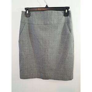 Banana Republic Wool Blend Pencil Skirt - Petite 2P Gray Lined EUC